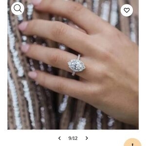 Maxine Halo Oval Simulated Diamond Engagement Ring - Size 6.5